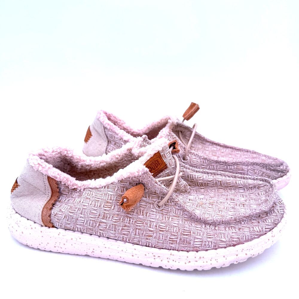 Hey Dude Women's Natural Wendy Warmth Faux Fur Lined Sneakers Size 6